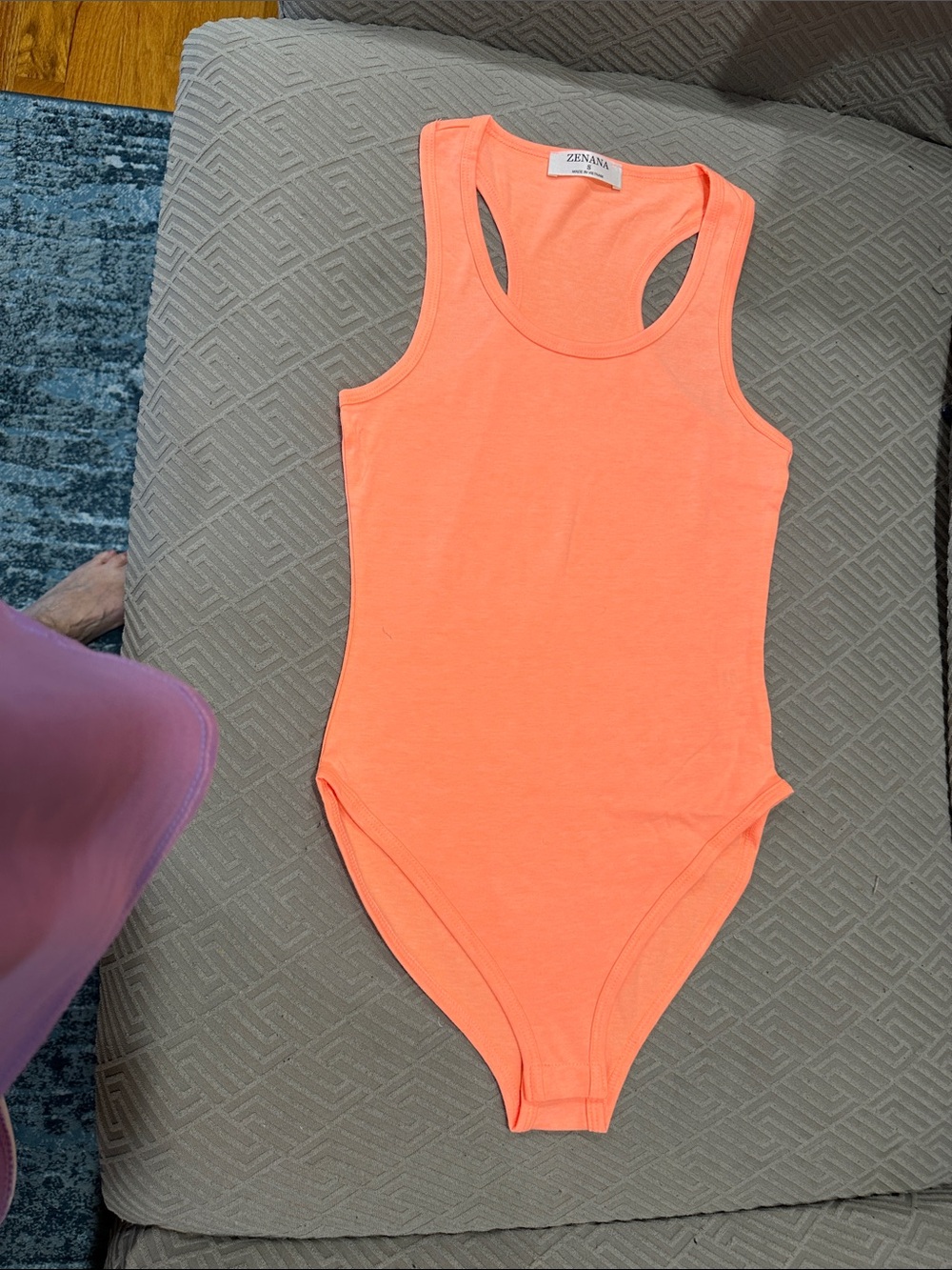 Women’s  Neon Coral Racerback Bodysuit